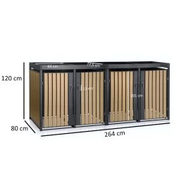 Zelsius Mülltonnenbox 4er Mit Pflanzdach Für 4 Tonnen | 120 - 240 Liter | Anthrazit RAL 7016 -Camping Store mbox5d set muelltonnenbox bild massbild neu hell 2000px 1280x1280