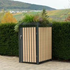 Zelsius Mülltonnenbox Mit Pflanzdach Für 120 - 240 Liter Mülltonnen, Anthrazit RAL 7016 -Camping Store mbox5e muelltonnenbox Actionbild1 2000px 1280x1280