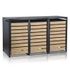 Zelsius Mülltonnenbox-Set Für Drei Mülltonnen | Anthrazit RAL 7016 | Tür In Holzoptik -Camping Store mbox6 set muelltonnenbox bild1 neu hell 2000px 1280x1280