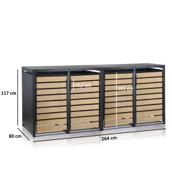 Zelsius Mülltonnenbox-Set Für Vier Mülltonnen | Anthrazit RAL 7016 | Tür In Holzoptik 16 Zelsius Mülltonnenbox-Set Für Vier Mülltonnen | Anthrazit RAL 7016 | Tür In Holzoptik -Camping Store mbox6d set muelltonnenbox massbild neu hell 2000px 1280x1280