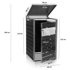 Zelsius Mülltonnenbox Für Eine Mülltonne | Anthrazit, Tür In Holzoptik | Edelstahl -Camping Store mbox7e muelltonnenbox massbild 2000px neu 1280x1280
