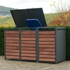 Zelsius Mülltonnenbox Für Eine Mülltonne | Anthrazit RAL 7016 | Tür In Dunkelbrauner Holzoptik -Camping Store mbox8 set muelltonnenbox actionbild 2000px 1280x1280 3