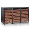 Zelsius Mülltonnenbox-Set Für Drei Mülltonnen | Anthrazit RAL 7016 | Tür In Dunkelbrauner Holzoptik -Camping Store mbox8 set muelltonnenbox bild1 2000px 1280x1280