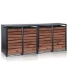 Zelsius Mülltonnenbox-Set Für Vier Mülltonnen | Anthrazit RAL 7016 | Tür In Dunkelbrauner Holzoptik -Camping Store mbox8d set muelltonnenbox bild1 2000px neu 1280x1280