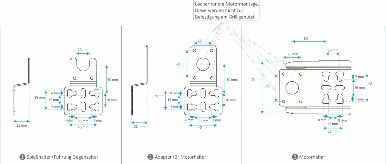 BBQ-Toro Universal Grillspieß Set Für Grill Mit Spieß, Motor, Motorhalterung Und Fleischnadeln 6 BBQ-Toro Universal Grillspieß Set Für Grill Mit Spieß, Motor, Motorhalterung Und Fleischnadeln – Bild 4