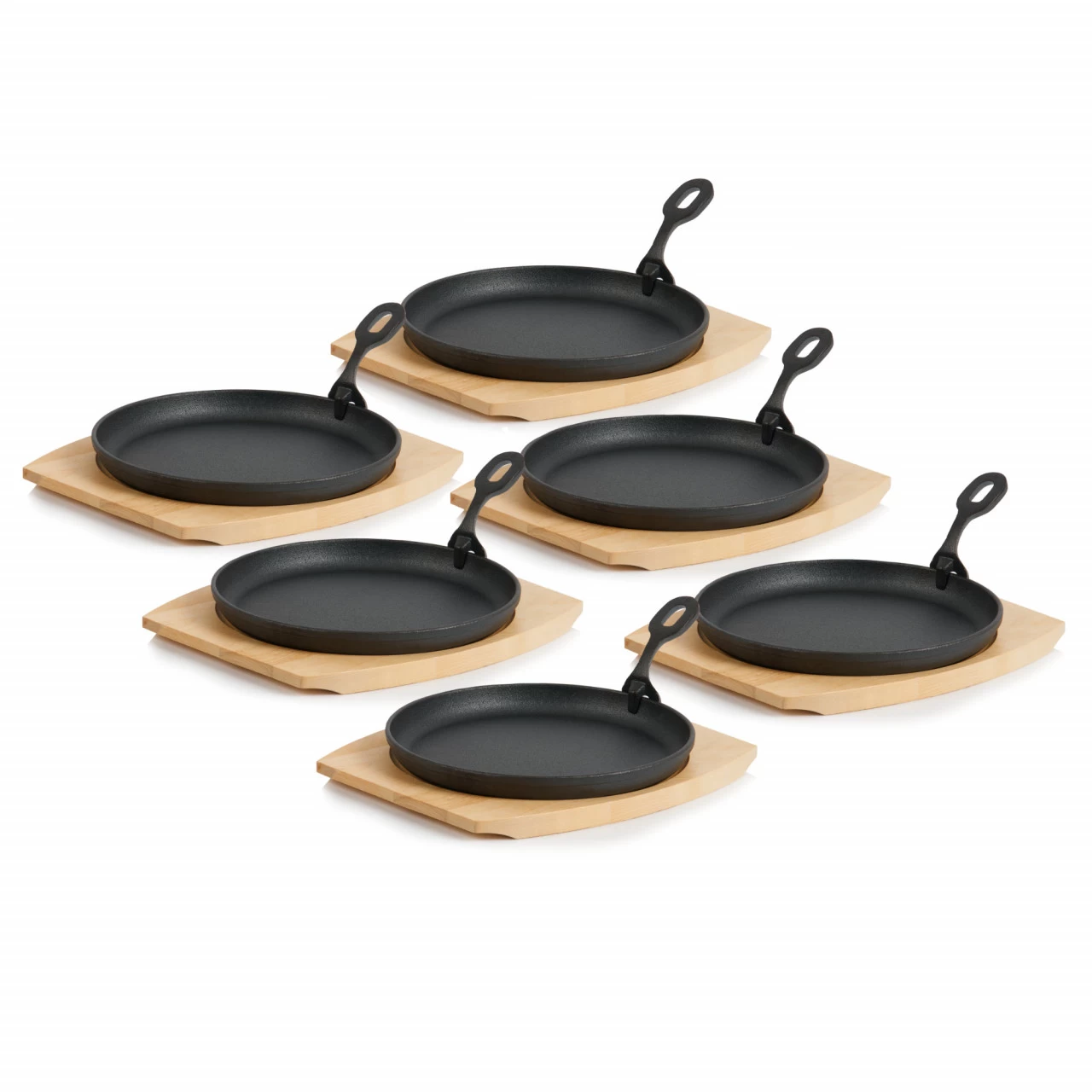 BBQ-Toro 6er Gusseisen Servierpfännchen-Set | Ø 22 Cm, Rund, Mit Holzbrett 3 BBQ-Toro 6er Gusseisen Servierpfännchen-Set | Ø 22 Cm, Rund, Mit Holzbrett