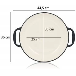 Mahlzeit Paella Pfanne | Ø 35 Cm | Blue Berry | Zwei Griffe, Gusseisen, Emailliert, Induktion -Camping Store pan22eb gusseisenpfanne massbild 2000px neu 1280x1280