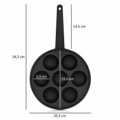 BBQ-Toro Gusseisen Poffertjes Pfanne | Für 7 Förtchen Und Andere Gebäckspezialitäten | Ø 20,5 Cm -Camping Store pan23 poffertjes pfanne massbild 1280x1280