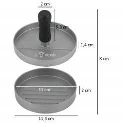 BBQ-Toro Aluminium Burgerpresse | Ø 11,8 Cm | Grau | Fleischformer 14 BBQ-Toro Aluminium Burgerpresse | Ø 11,8 Cm | Grau | Fleischformer -Camping Store patty1 burgerpresse massbild 2000px 1280x1280
