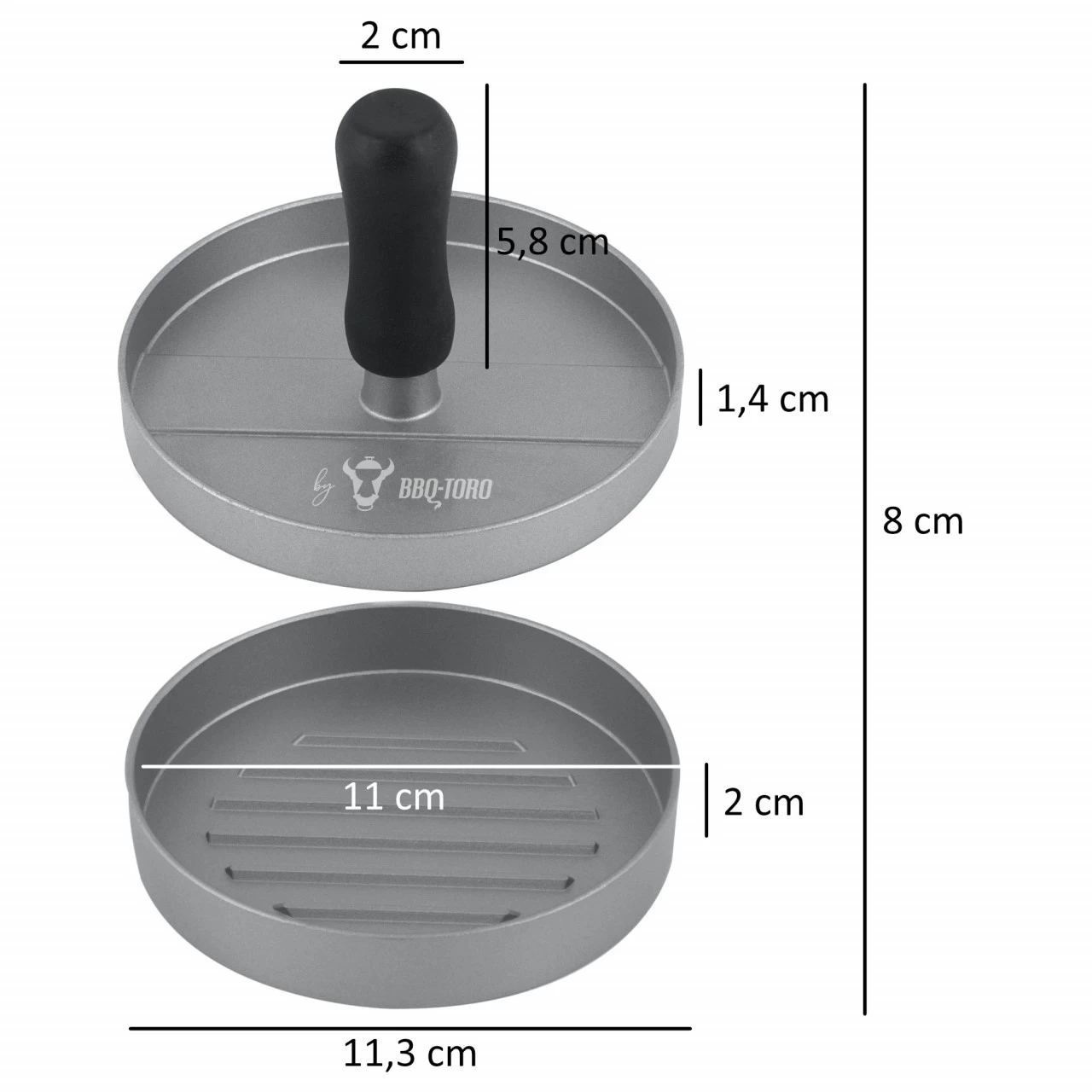 BBQ-Toro Aluminium Burgerpresse | Ø 11,8 Cm | Grau | Fleischformer 6 BBQ-Toro Aluminium Burgerpresse | Ø 11,8 Cm | Grau | Fleischformer – Bild 4
