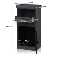 Zelsius Paketbriefkasten Pluto | Pulverbeschichteter Stahl | RAL7016 Anthrazit Mit Diebstahlsperre -Camping Store pbk3 paketbriefkasten massbild 2000px neu 1280x1280