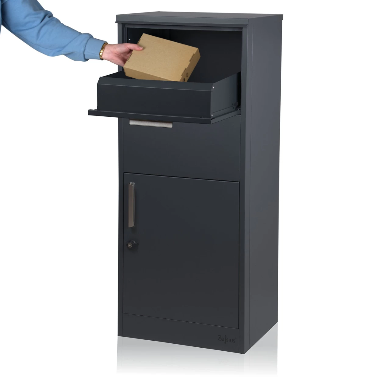 Zelsius Paketbriefkasten Jupiter | Pulverbeschichteter Stahl | RAL7016 Anthrazit Mit Diebstahlsperre 4 Zelsius Paketbriefkasten Jupiter | Pulverbeschichteter Stahl | RAL7016 Anthrazit Mit Diebstahlsperre – Bild 2