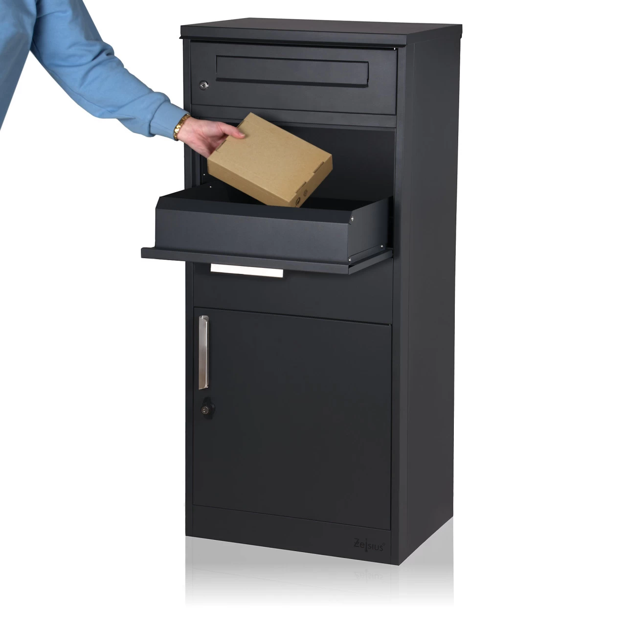 Zelsius Paketbriefkasten Neptun | Pulverbeschichteter Stahl | RAL7016 Anthrazit Mit Diebstahlsperre 4 Zelsius Paketbriefkasten Neptun | Pulverbeschichteter Stahl | RAL7016 Anthrazit Mit Diebstahlsperre – Bild 2
