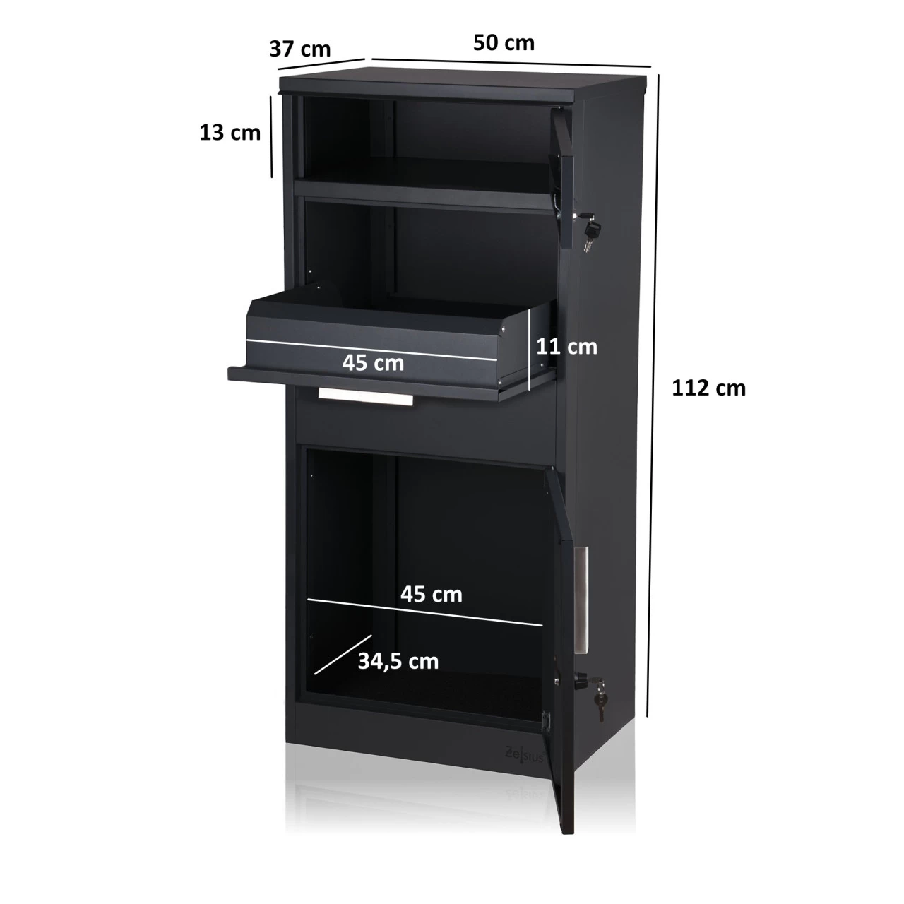 Zelsius Paketbriefkasten Neptun | Pulverbeschichteter Stahl | RAL7016 Anthrazit Mit Diebstahlsperre 5 Zelsius Paketbriefkasten Neptun | Pulverbeschichteter Stahl | RAL7016 Anthrazit Mit Diebstahlsperre – Bild 3