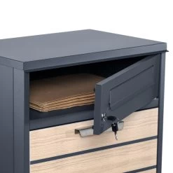 Zelsius Paketbriefkasten Terra, Pulverbeschichteter Stahl, RAL7016 Und Holzoptik, Diebstahlsperre -Camping Store pbk6 paketbriefkasten bild8 2000px 1280x1280