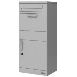 Zelsius Paketbriefkasten RAL9007 Grau, Stahl Briefkasten Mit Diebstahlsperre Und 2 Einwürfen