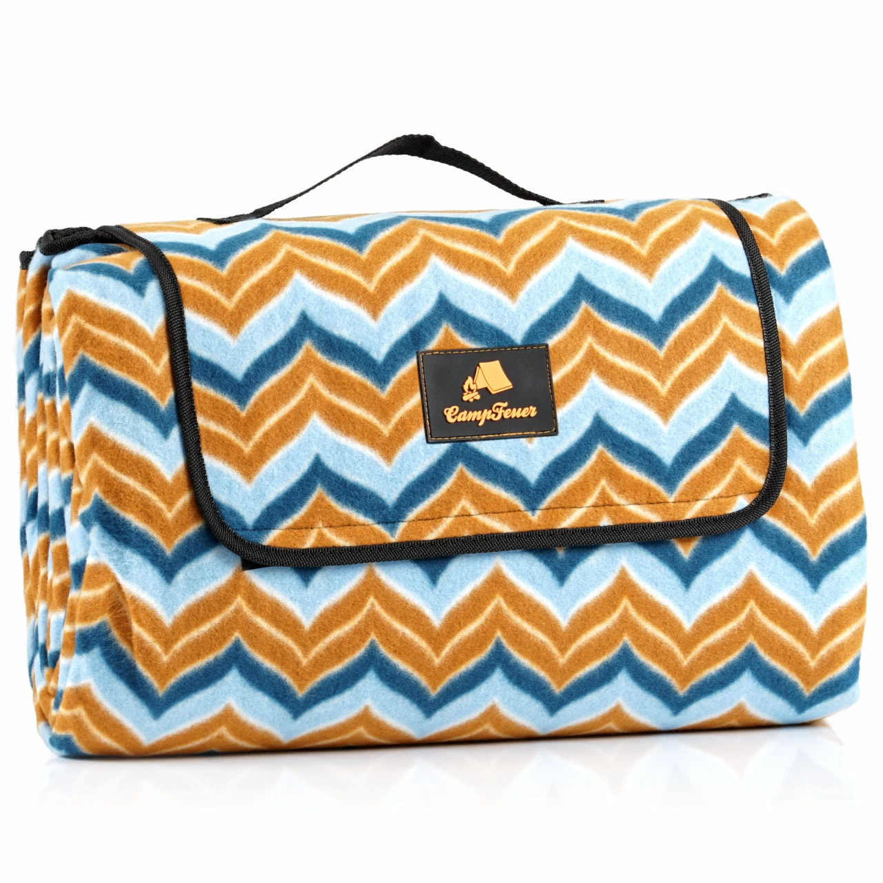 CampFeuer Picknickdecke Wasserabweisend 200x200 Cm | Blau/braun | Muster: Zickzack 3 CampFeuer Picknickdecke Wasserabweisend 200x200 Cm | Blau/braun | Muster: Zickzack