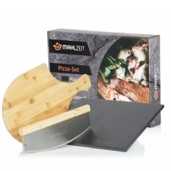 Mahlzeit 3-teiliges Pizza Set | 38 X 30 Cm | Pizzastein Mit Schaufel Und Messer
