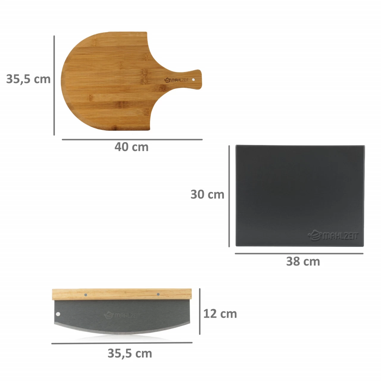 Mahlzeit 3-teiliges Pizza Set | 38 X 30 Cm | Pizzastein Mit Schaufel Und Messer 6 Mahlzeit 3-teiliges Pizza Set | 38 X 30 Cm | Pizzastein Mit Schaufel Und Messer – Bild 4