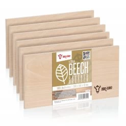 BBQ-Toro Räucherbrett Aus 100 % Buchenholz (6 Stück) | 30 X 15 X 1 Cm | Grillen