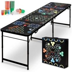 CampFeuer Bierpong Tisch, Klappbarer 6 In 1 Party Multigame Tisch Inkl. 106-teiliges Zubehörset
