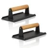 BBQ-Toro 2er Set Gusseisen Fleischbeschwerer | 1 Kg Grillgewicht Mit Holzgriff -Camping Store press2 fleischpresse bild1 2000px 1280x1280