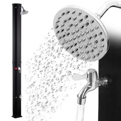 Zelsius Solardusche Mackay | 35 Liter, Schwarz | Mit Wasserhahn Und Fußdusche Bis Max. 60 °C