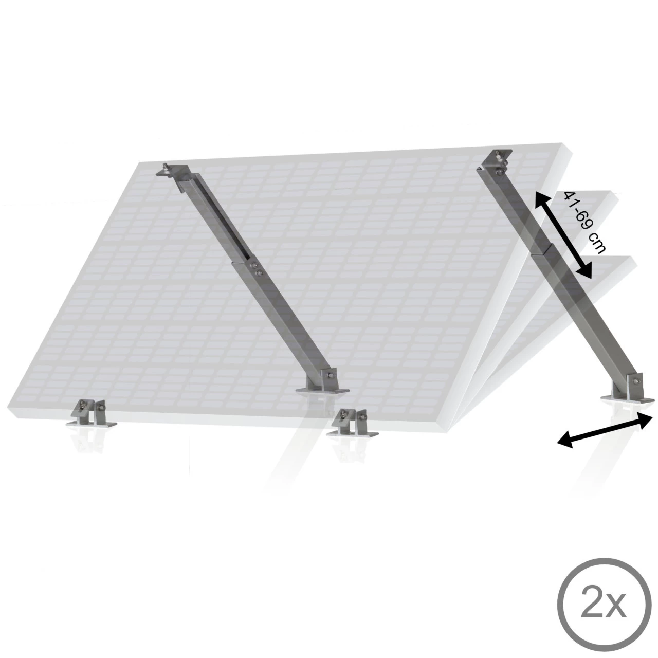 Zelsius Universal Solarmodul Halterung, Verstellbarer Winkel, Aluminium Montageset Für Zwei Panele 4 Zelsius Universal Solarmodul Halterung, Verstellbarer Winkel, Aluminium Montageset Für Zwei Panele – Bild 2