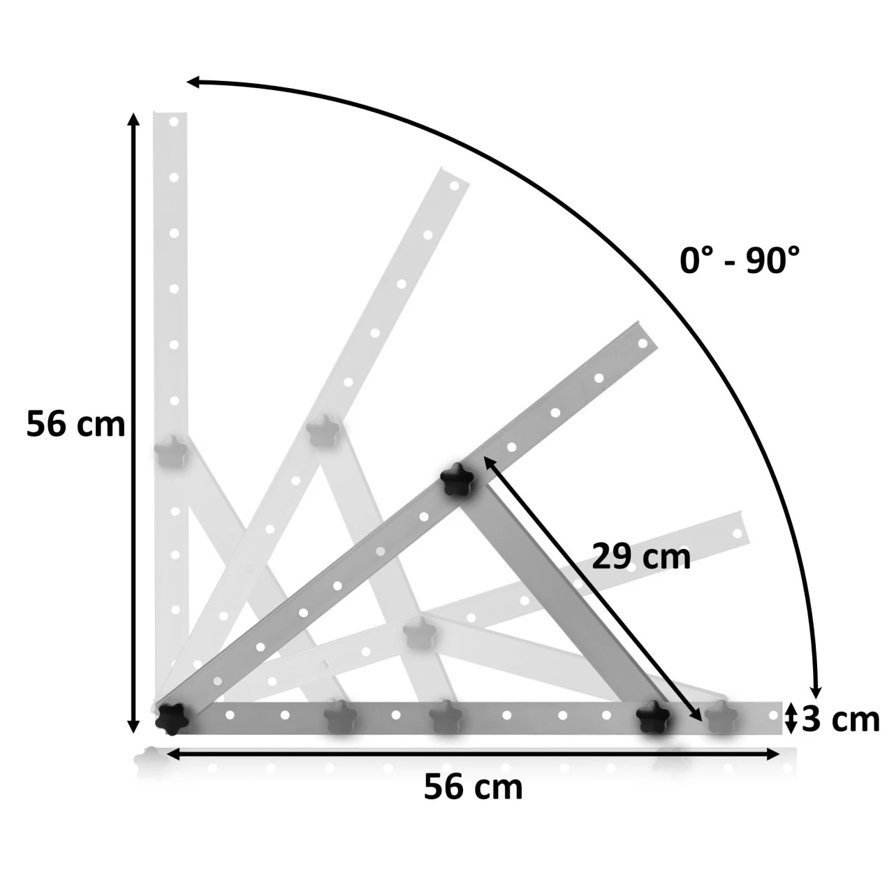 Zelsius Aluminium Solarmodul Halterung, Von 0 Bis 90 Grad, Für Ein Panel, Stützstange 56 Cm 4 Zelsius Aluminium Solarmodul Halterung, Von 0 Bis 90 Grad, Für Ein Panel, Stützstange 56 Cm – Bild 2