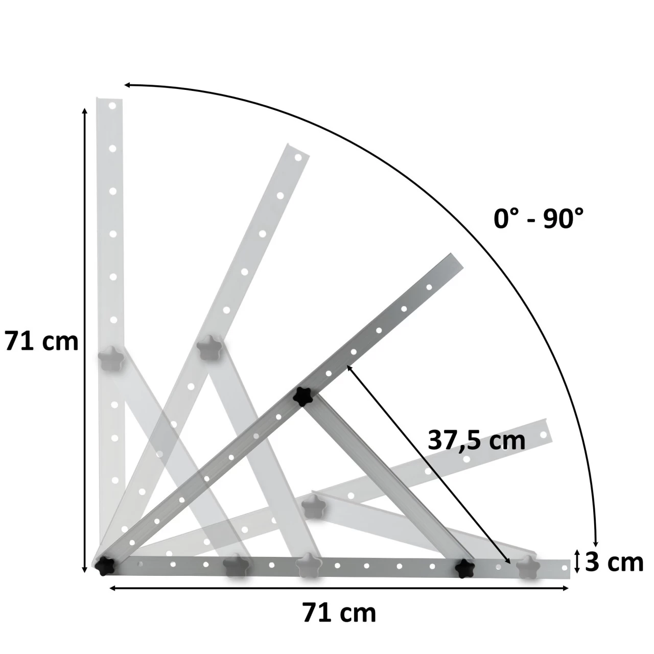 Zelsius Aluminium Solarmodul Halterung, Von 0 Bis 90 Grad, Für Vier Panele, Stützstange 71 Cm 4 Zelsius Aluminium Solarmodul Halterung, Von 0 Bis 90 Grad, Für Vier Panele, Stützstange 71 Cm – Bild 2
