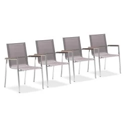 Zelsius 4x Gartenstuhl Aus Edelstahl, 55 X 56 X 88 Cm, Taupe, Stuhl