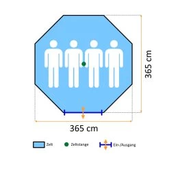 CampFeuer Tipi Zelt Spirit Für 4 Personen | Olivgrün | 3000 Mm Wassersäule -Camping Store tipi zelt massbild innen 2000px 1280x1280 1