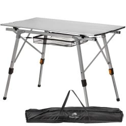 CampFeuer Campingtisch Faltbar 90,5 X 51,5 Cm, Silber, Klapptisch Mit Tragetasche, Höhenverstellbar