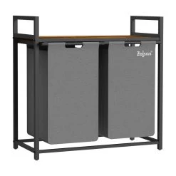 Zelsius Wäschesammler 2 Fächer, Grau, 73 X 33 X 72 Cm, Wäschekorb Mit Ablage, Schmutzwäschebehälter -Camping Store waeko1g waeschekorb bild2 2000px 1280x1280