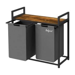 Zelsius Wäschesammler 2 Fächer, Grau, 73 X 33 X 72 Cm, Wäschekorb Mit Ablage, Schmutzwäschebehälter -Camping Store waeko1g waeschekorb bild4 2000px 1280x1280