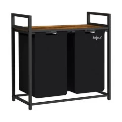 Zelsius Wäschesammler 2 Fächer, Schwarz 73 X 33 X 72 Cm, Wäschekorb Mit Ablage Schmutzwäschebehälter -Camping Store waeko1s waeschekorb bild2 2000px 1280x1280