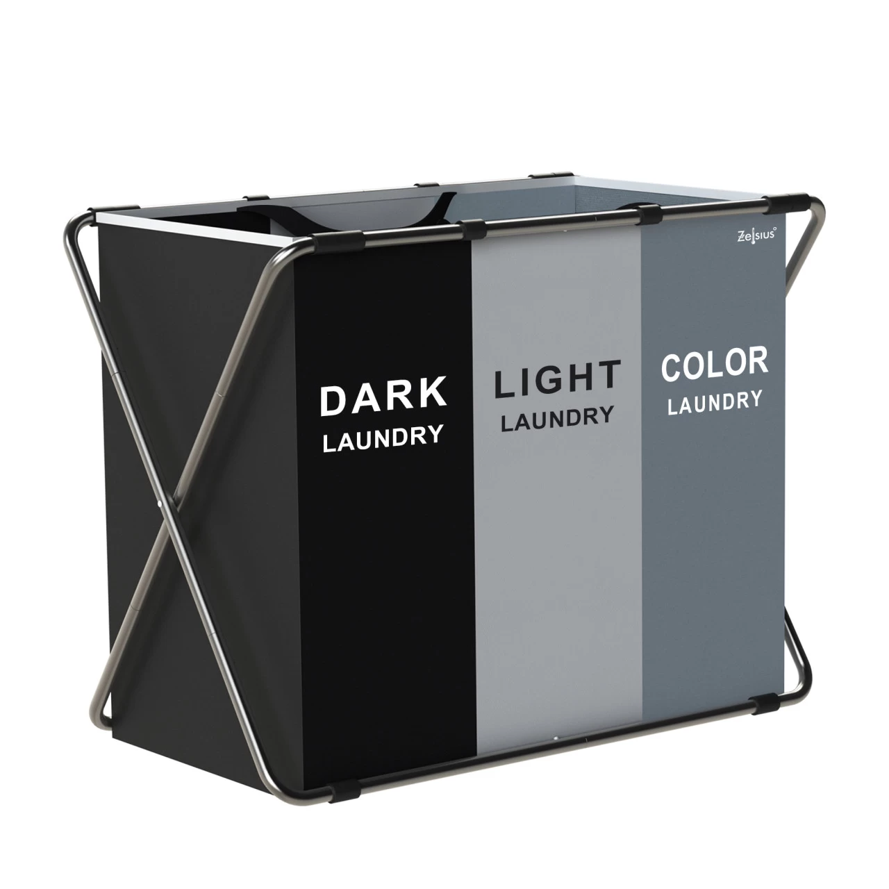 Zelsius Wäschesammler 3 Fächer Faltbar, Grau, 77 X 40 X 57,5 Cm, Wäschekorb, Schmutzwäschebehälter 9 Zelsius Wäschesammler 3 Fächer Faltbar, Grau, 77 X 40 X 57,5 Cm, Wäschekorb, Schmutzwäschebehälter – Bild 7