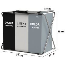 Zelsius Wäschesammler 3 Fächer Faltbar, Grau, 77 X 40 X 57,5 Cm, Wäschekorb, Schmutzwäschebehälter 15 Zelsius Wäschesammler 3 Fächer Faltbar, Grau, 77 X 40 X 57,5 Cm, Wäschekorb, Schmutzwäschebehälter -Camping Store waeko4g waeschekorb massbild 2000px 1280x1280